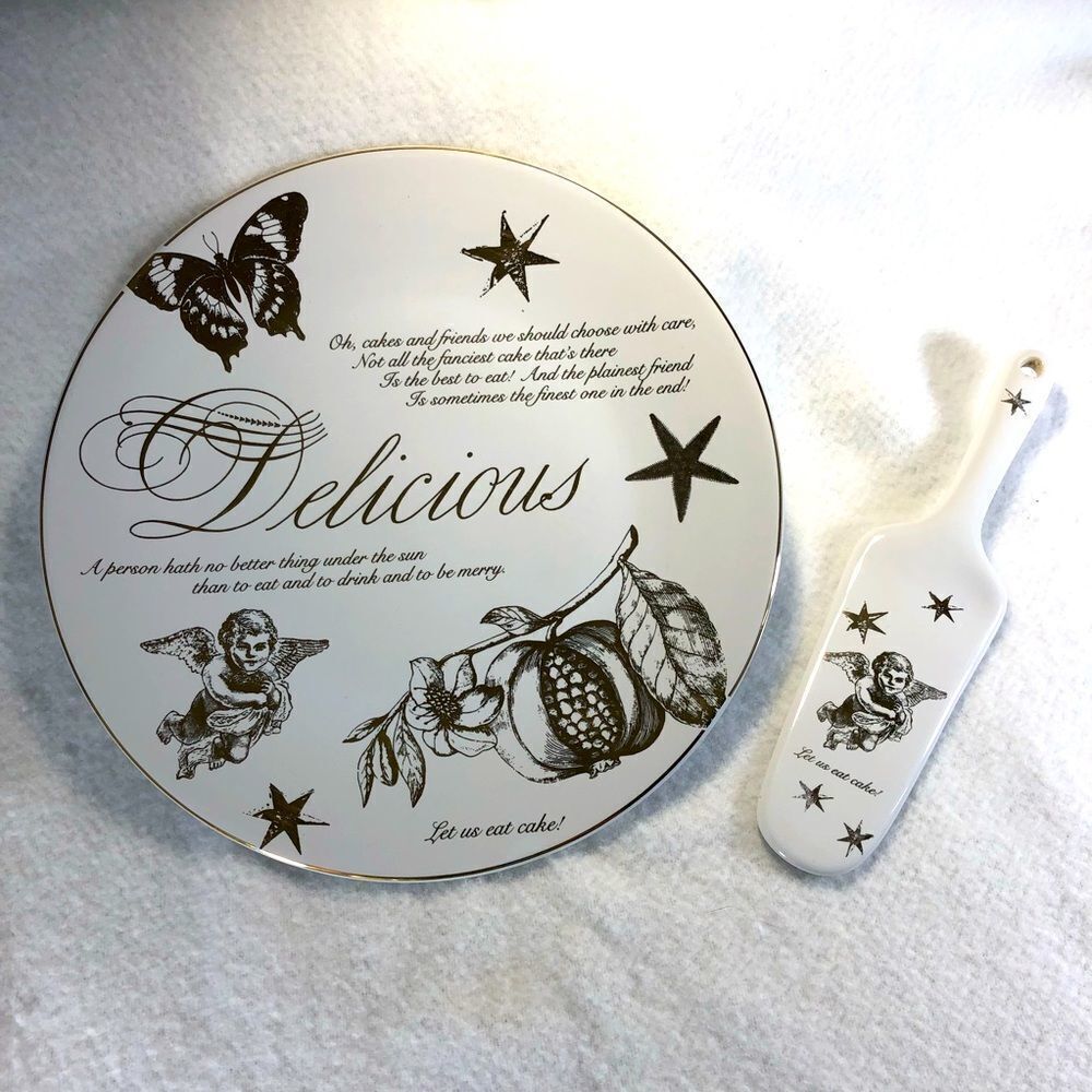 1995 vintage Boston Warehouse cake plate with server